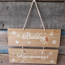 Boldog karácsonyt tábla akasztós fa 30*21,5*08 cm Natúr