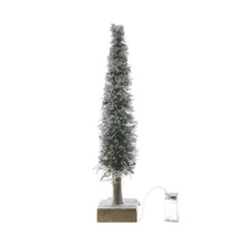Stilizált fenyő led világítással növényi rost 40 cm, havas