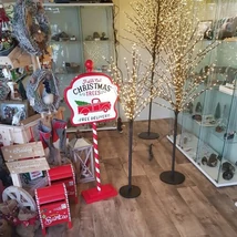 Fa gömb 300 LED világítással melegfehér műanyag  150 cm fekete