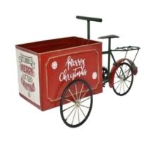 Karácsonyi tricikli tárolóval bádog 46*19*24,5 cm piros, fehér