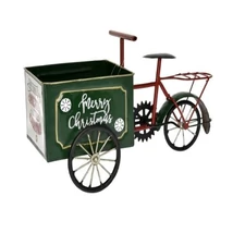 Karácsonyi tricikli tárolóval bádog 34,5x16x19,5 cm piros, zöld