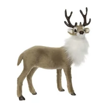 Szarvasbika álló műanyag, textil 24*9*25 cm szürke, fehér