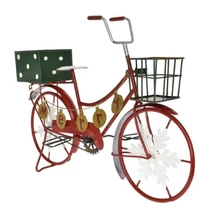 Karácsonyi bicikli tárolóval bádog 51x20x35 cm piros zöld