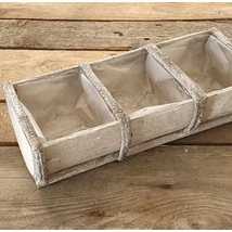 Kaspó bélelt fa 3 részes 31x13x8,5 cm szürke 364002