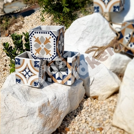 Mediterrán stílusú mozaikos virágcserép szett  AC179