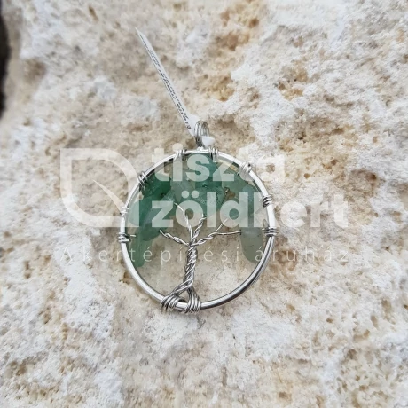 Életfa medál drótos Aventurin 3 cm