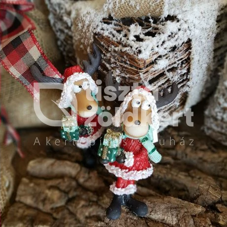 Szarvas álló kerámia ajándékkal 13cm