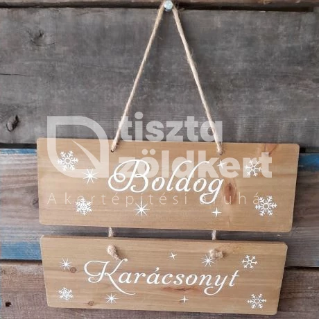 Boldog karácsonyt tábla akasztós fa 30*21,5*08 cm Natúr