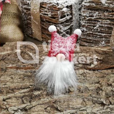 Manó sapkában agancsos álló kerámia 6*5,5*9 cm piros, szürke