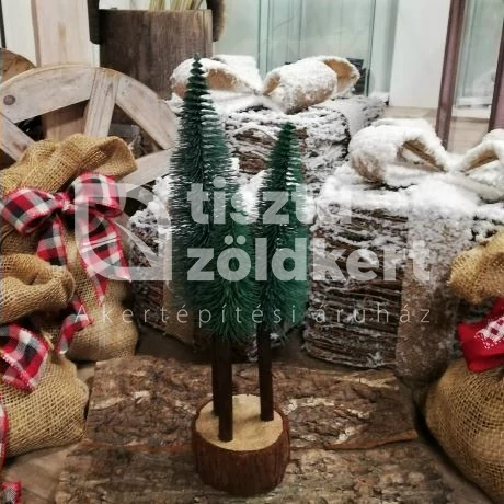 Fenyő 3 db-os mini farönk alapon 30,25,20 cm sötétzöld