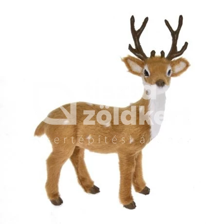 Szarvas álló akasztós műanyag, textil  világosbarna13*6*15,5 cm