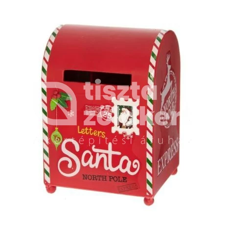 Karácsonyi postaláda fém piros 19 cm