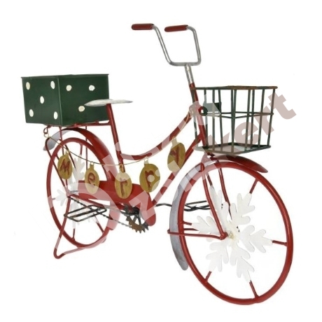 Karácsonyi bicikli tárolóval bádog 51x20x35 cm piros zöld