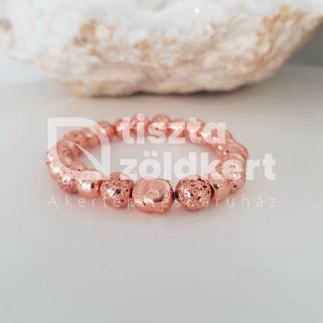 Rosegold hematit,lávakő - Buddha karkötő  8mm