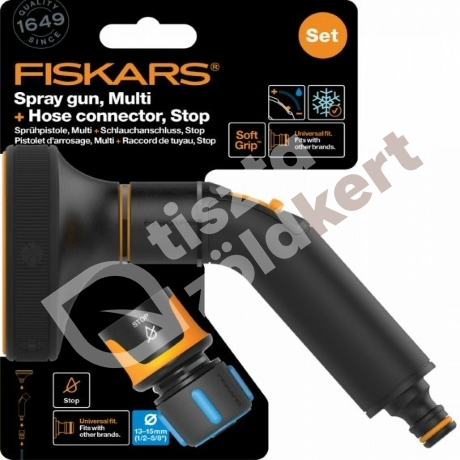 Fiskars Comfort 5 funkciós öntözőfej + gyorscsatlakozó 13mm ( 1/2") Stop