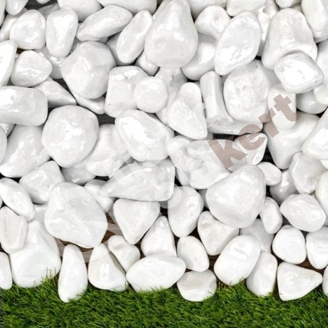 Lakkozott fehér kő 6-10 cm 15 kg ZSÁKOS