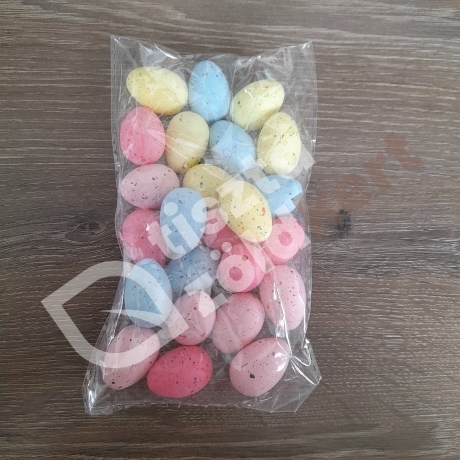 Tojás műanyag 3 cm pink-sárga-kék-rózsaszín 24db/csomag