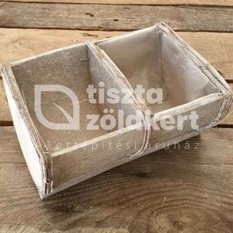 Kaspó bélelt fa 2 részes 21x13x8,5cm szürke 364001